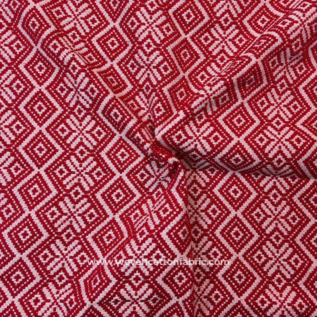 Mystic Mess Red Cotton Jacquard Fabric, A4 Swatch