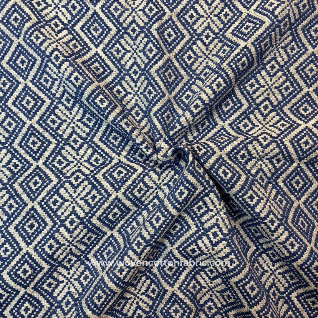 Mystic Mess Blue Cotton Jacquard Fabric, A4 Swatch