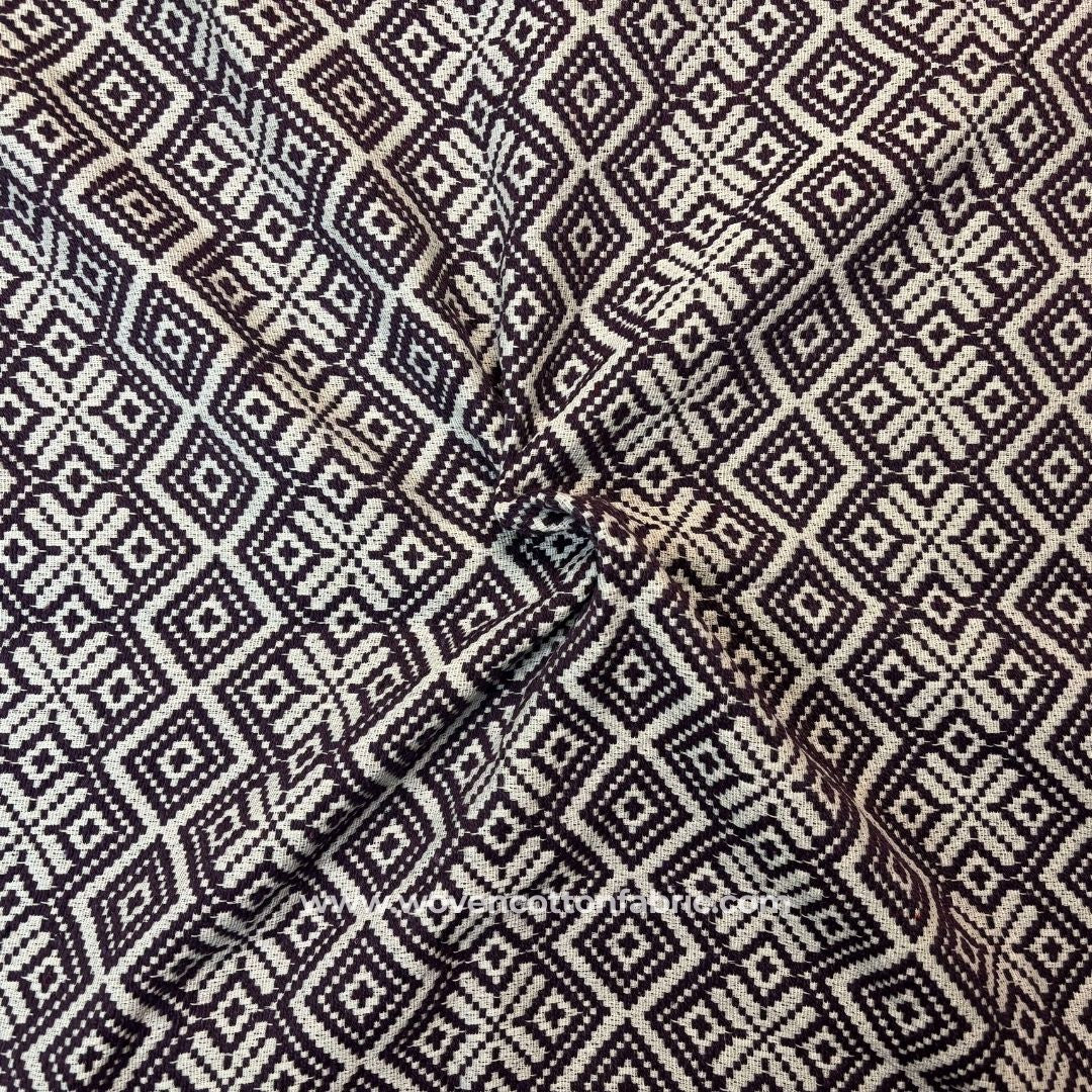Mystic Mess Maroon Cotton Jacquard Fabric, A4 Swatch