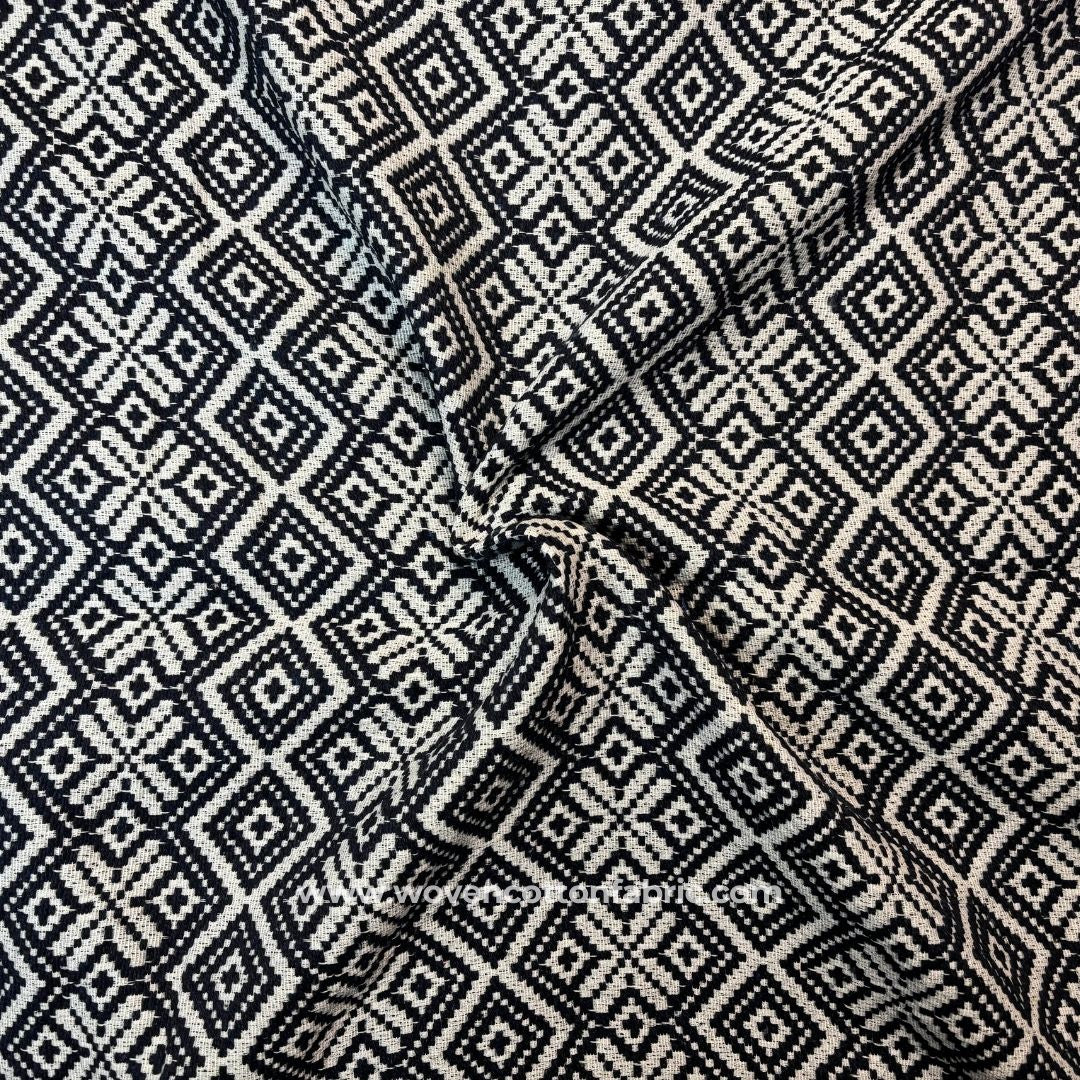 Mystic Mess Black Cotton Jacquard Fabric, A4 Swatch