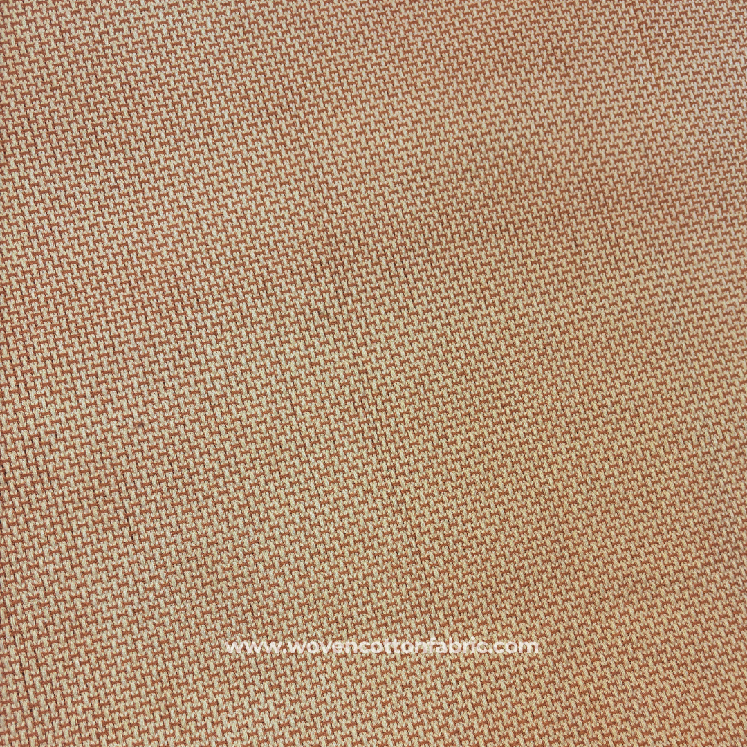 Terracotta Peach and Cream Micro-Basketweave Textured Cotton Handloom Fabric, Per Meter