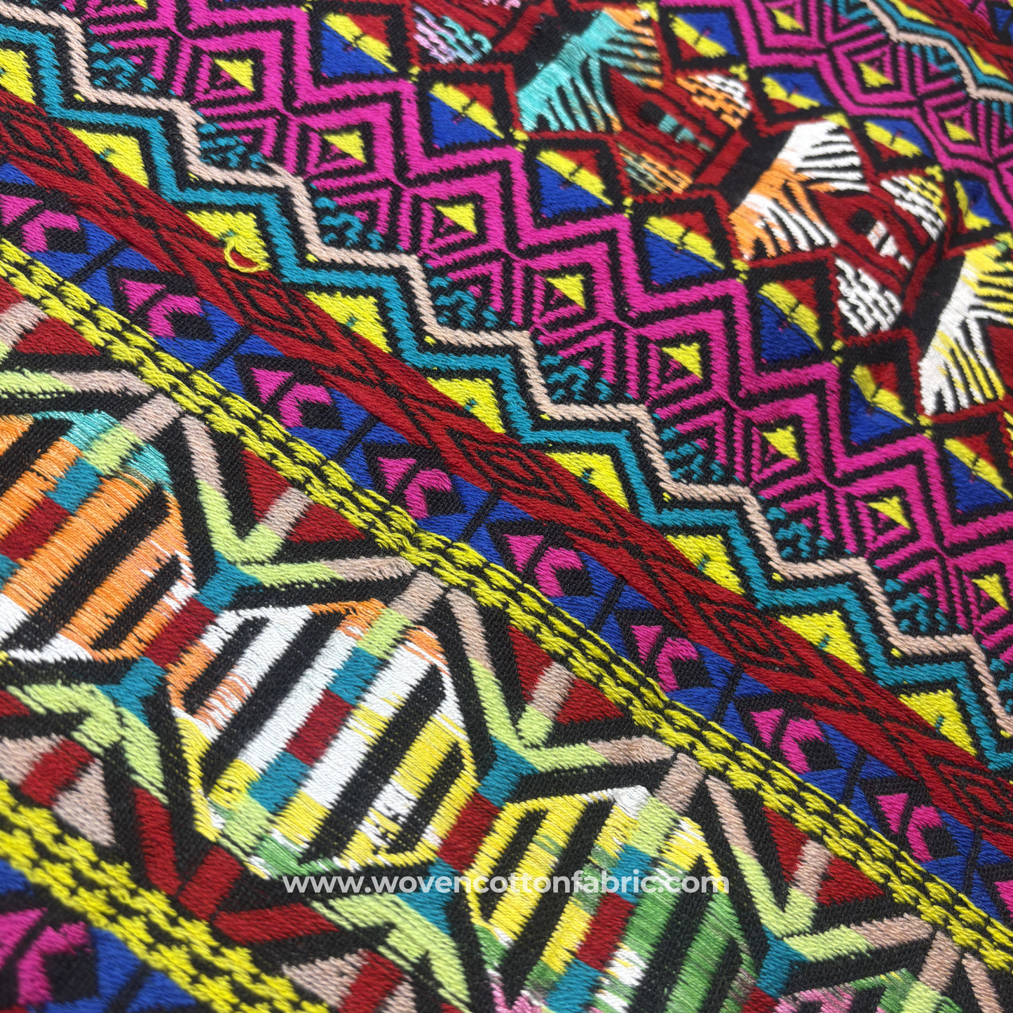 Vibrant Multi-Color Geometric Diamond Woven Cotton Fabric, Per Meter