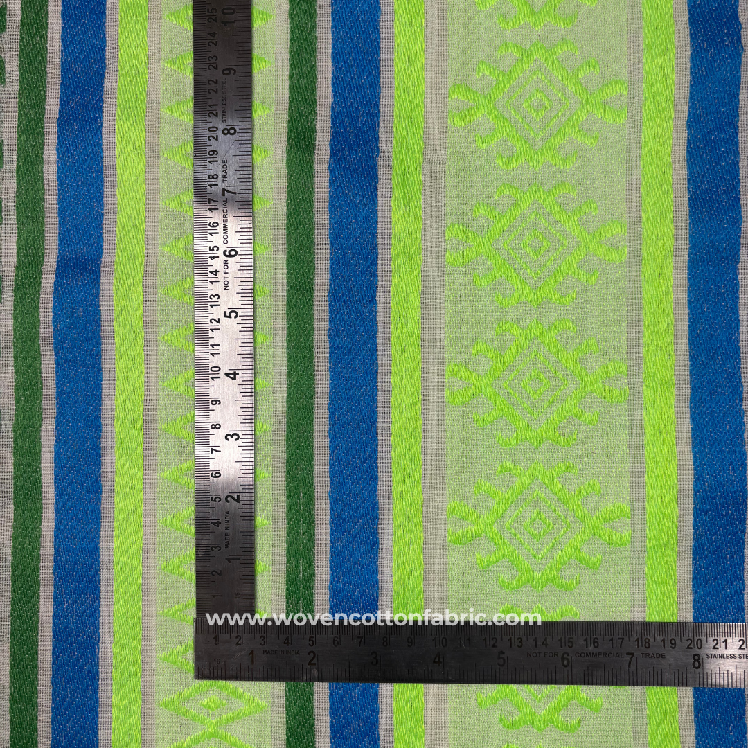 Neon Aztek Stripe Cotton Jacquard Fabric, Per Meter