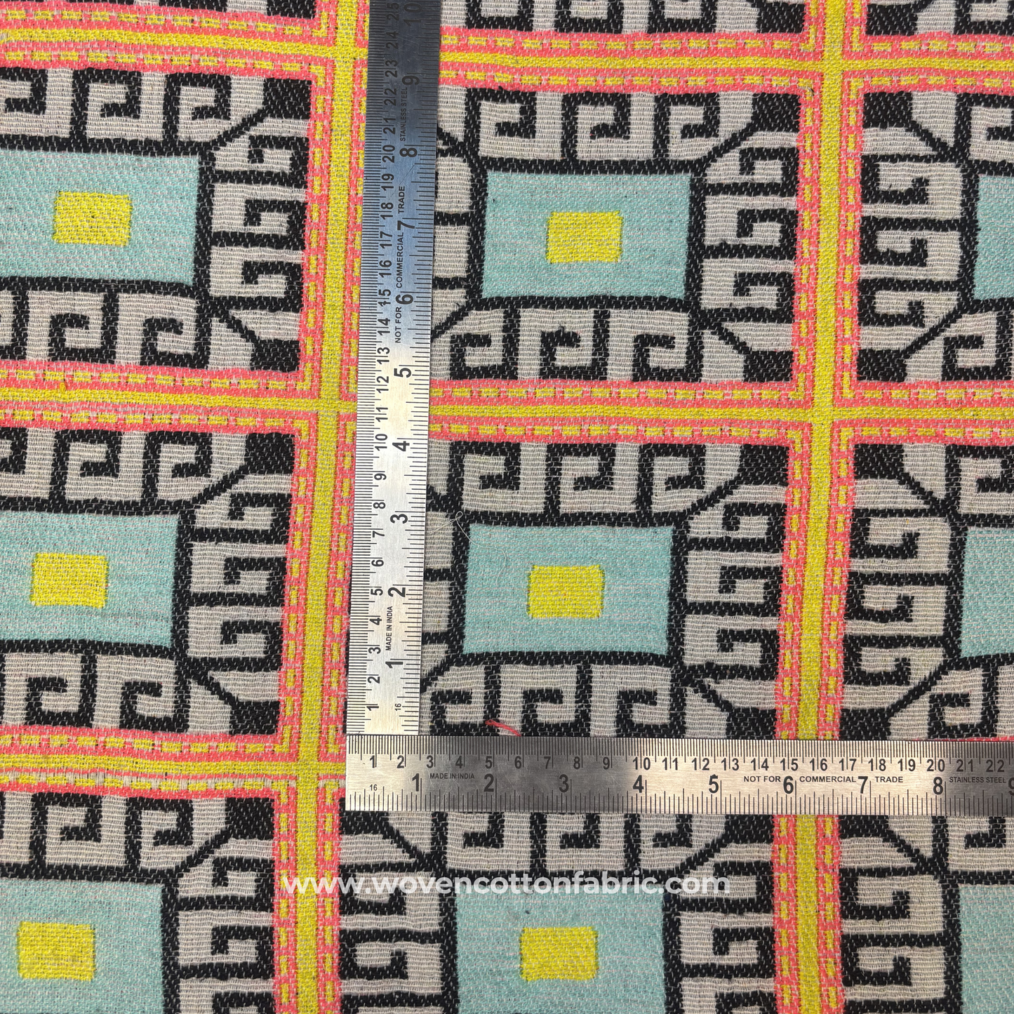 Retro Geometric Greek Key Maze Woven Jacquard Upholstery Fabric, Per Meter
