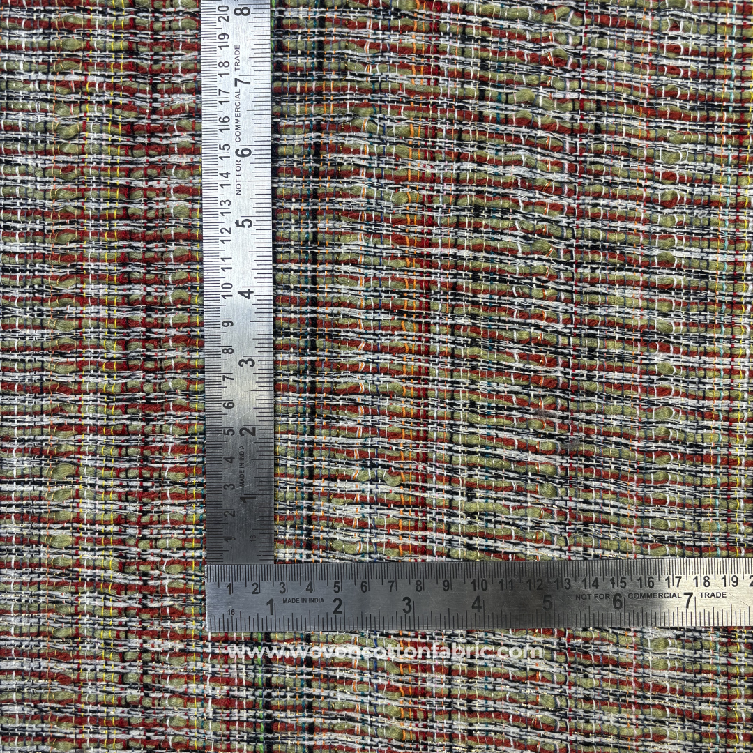 Multi-Color Striped Textured Cotton Handloom Fabric Per Meter