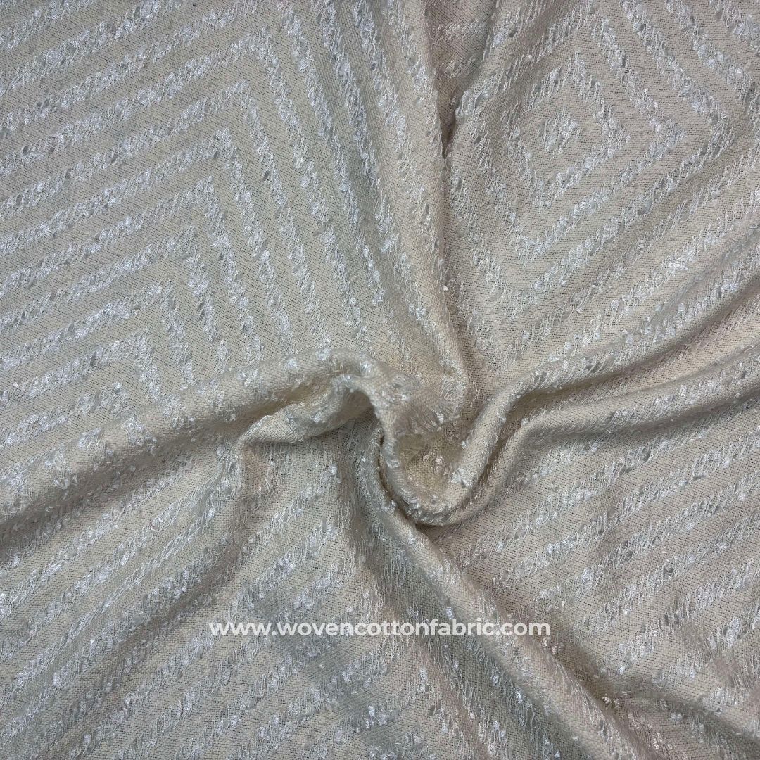 Velora Beige Cotton Jacquard Fabric, A4 Swatch