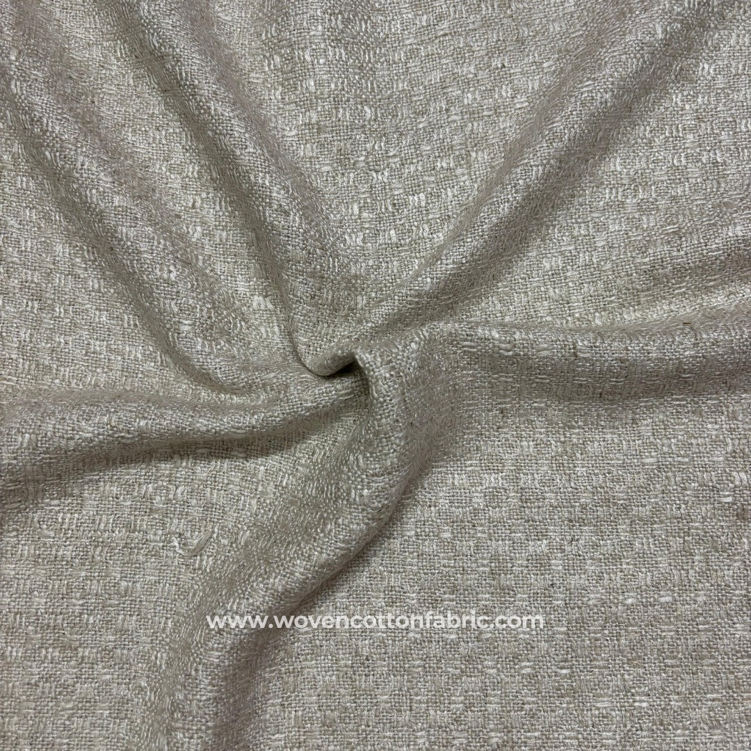 Linen Slubweave Beige Cotton Jacquard Fabric, A4 Swatch
