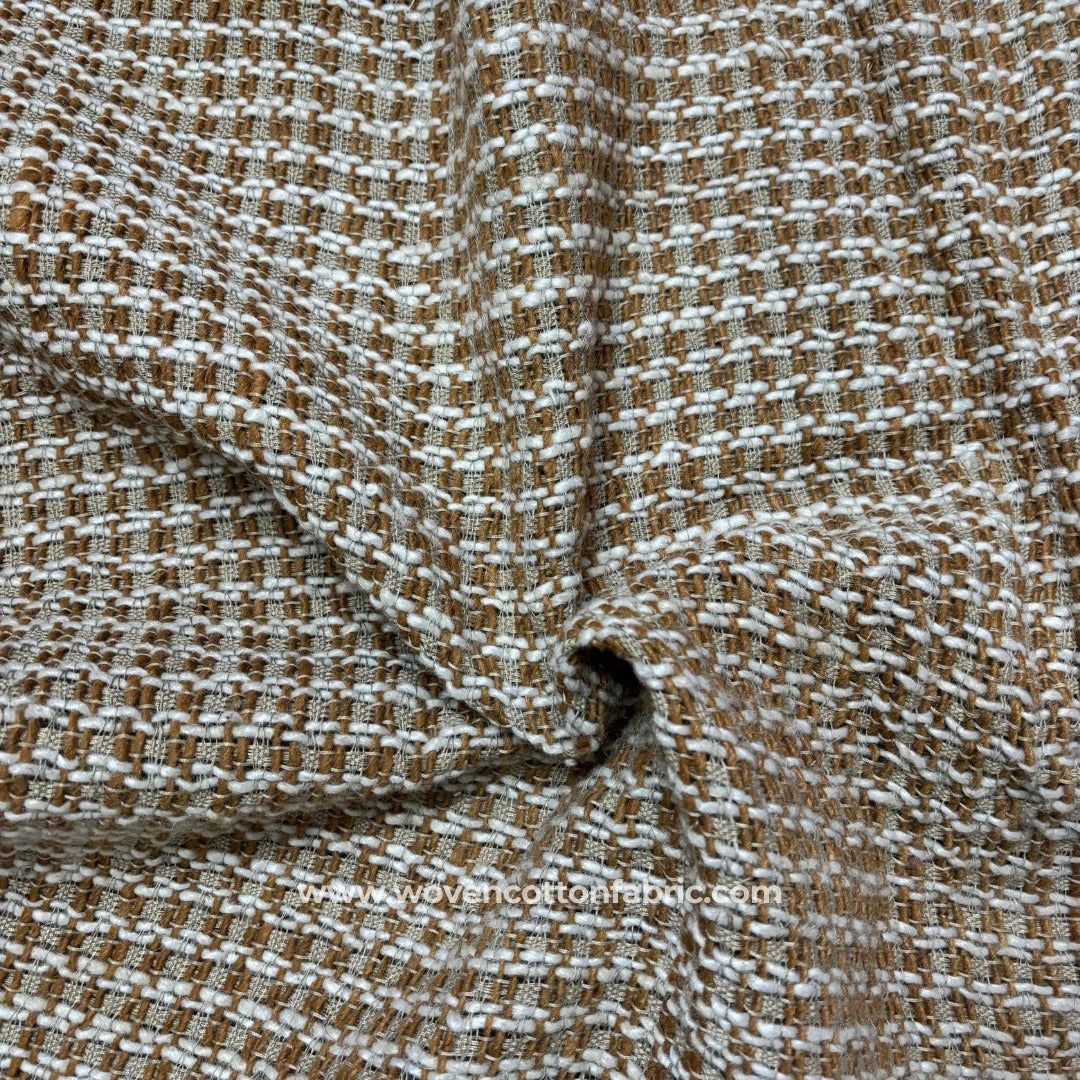 Linen Vintage Weave Golden Cotton Jacquard Fabric, A4 Swatch