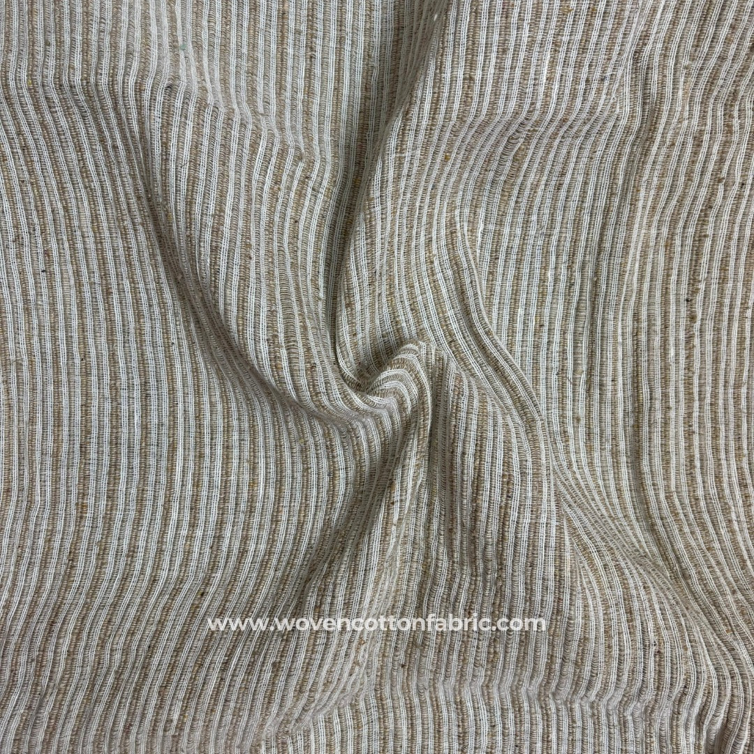 Linen Crystal Line White Cotton Jacquard Fabric, A4 Swatch