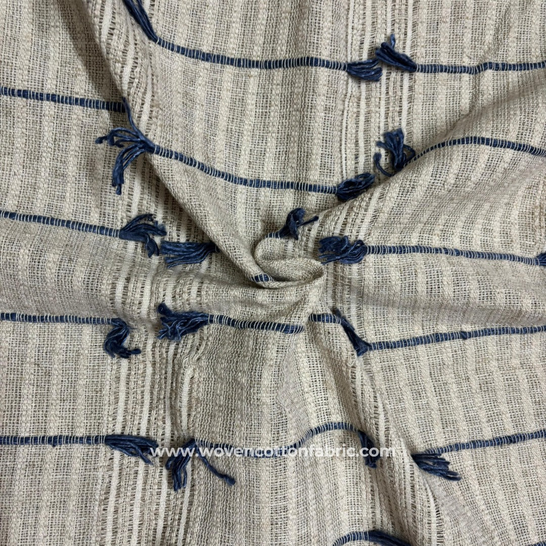 Linen Interwish White Cotton Jacquard Fabric ,A4 Swatch