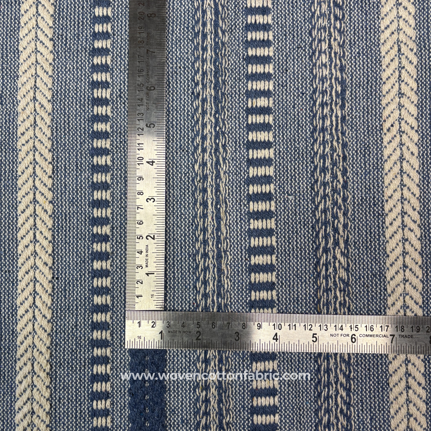 Artisan Blue Drift Woven Cotton Fabric, Per Meter