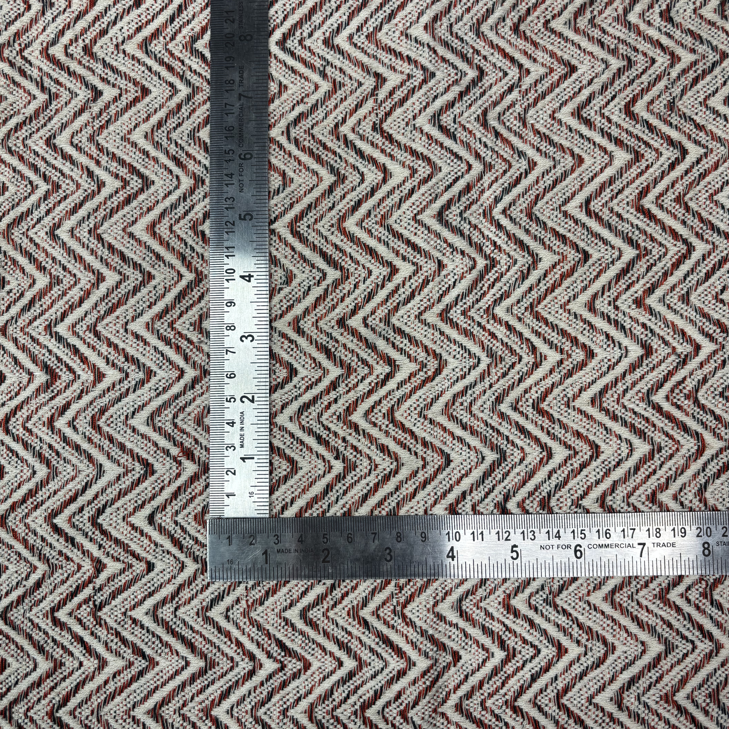 The Crimson Peak Zig-Zag Flatweave Fabric, Per Meter