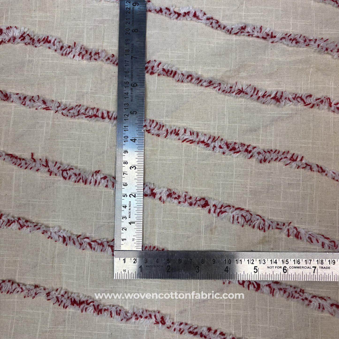 Fringed Stripe Muslin Fabric, Per Meter