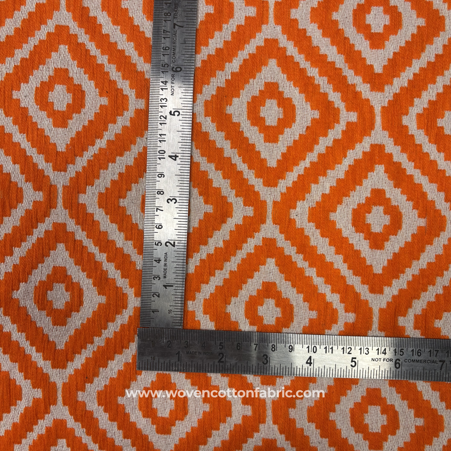 Saffron Diamond Ikat-Style Jacquard Fabric, Per Meter