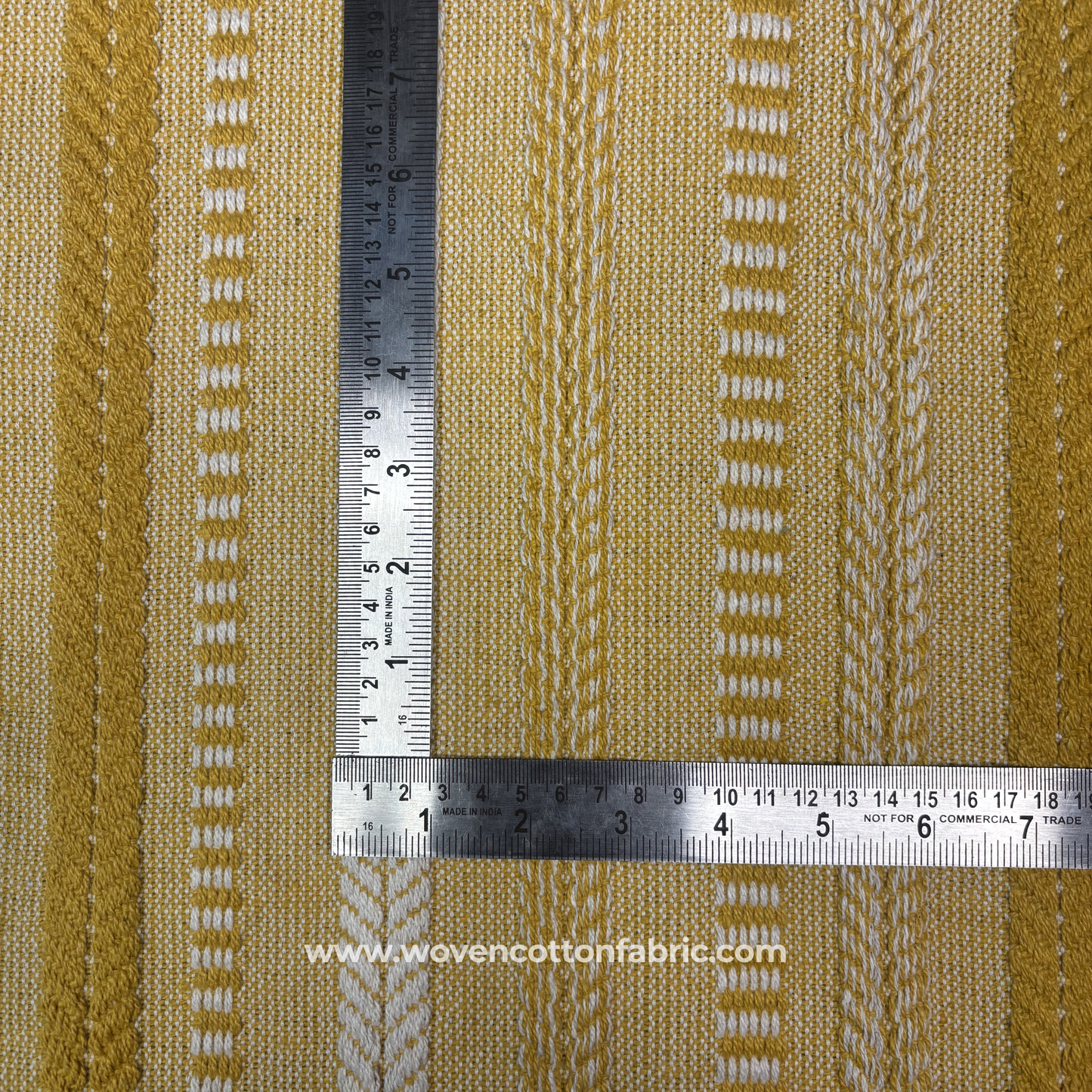 Mustard Seed Geometric Linear Textile Fabric, Per Meter