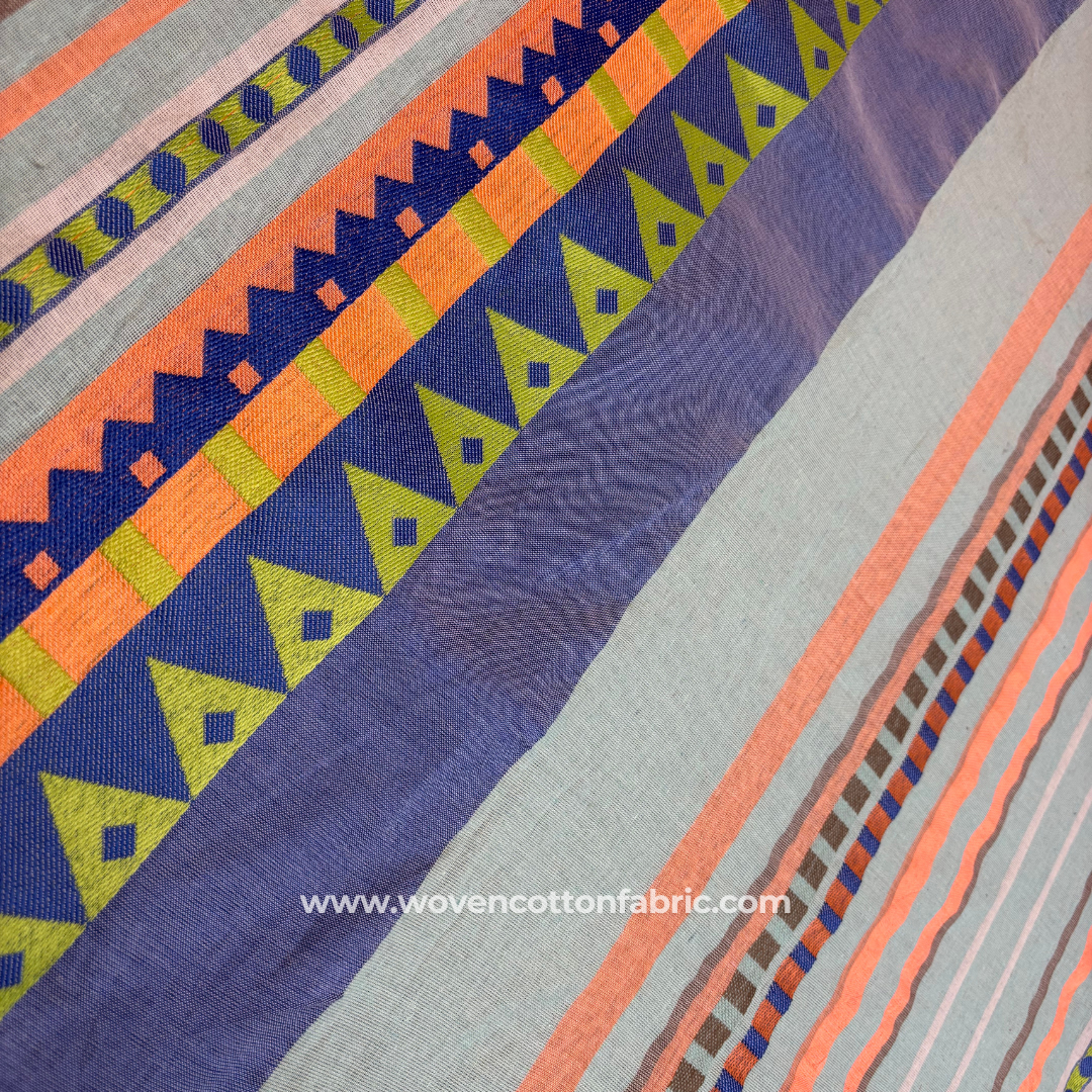 Nomad Lines Cotton Jacquard Fabric, Per Meter