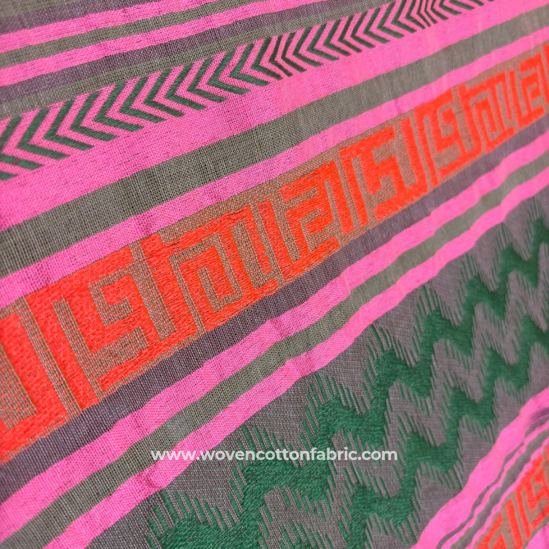 Pink Vintana Cotton Jacquard Fabric,Per Meter