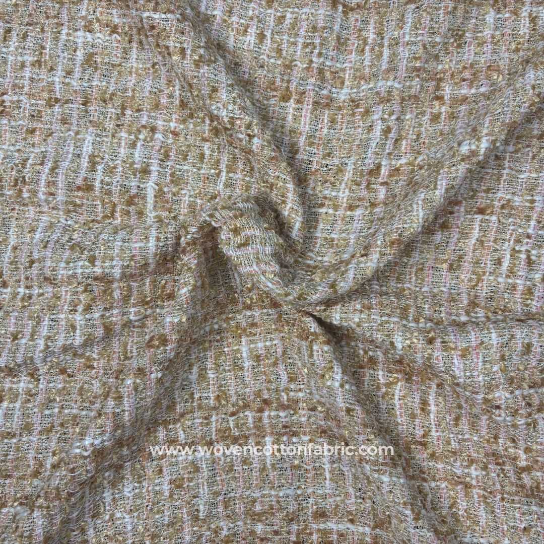 Vitalvogue  Beige Cotton Jacquard Fabric, A4 Swatch