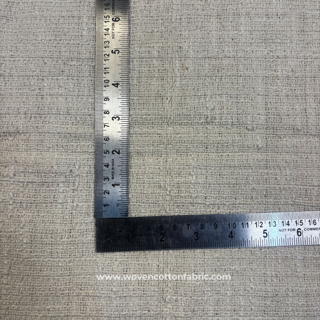 Natural Off-White Textured Slub Cotton Handloom Fabric, Per Meter
