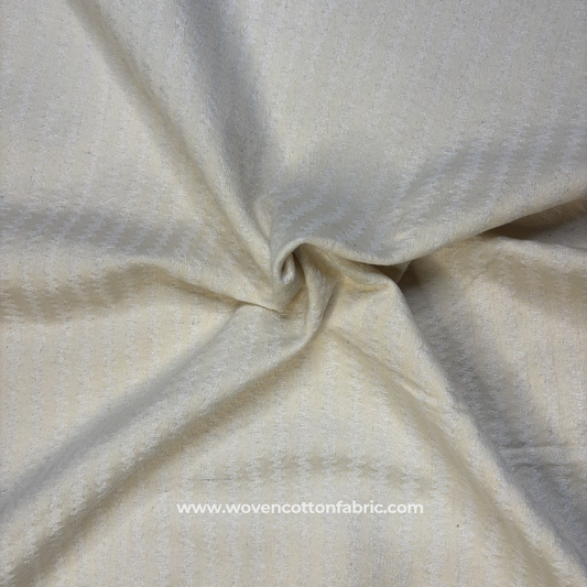 Off-White Self-Texture Chevron Cotton Handloom Fabric, Per Meter