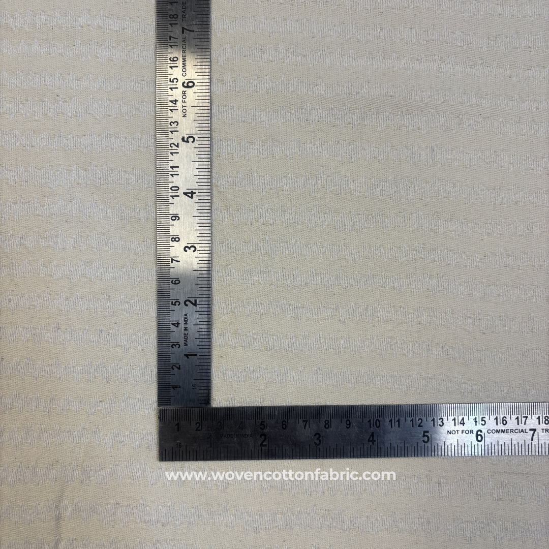 Off-White Self-Texture Chevron Cotton Handloom Fabric, Per Meter