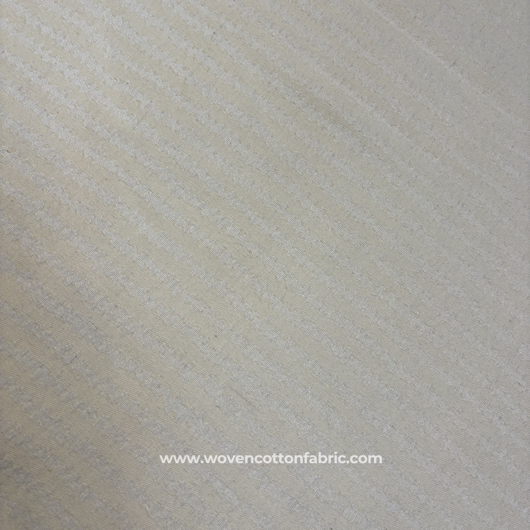 Off-White Self-Texture Chevron Cotton Handloom Fabric, Per Meter