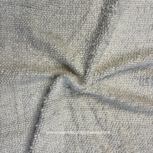 Natural White Heavy Bouclé Textured Cotton Handloom Fabric, Per Meter