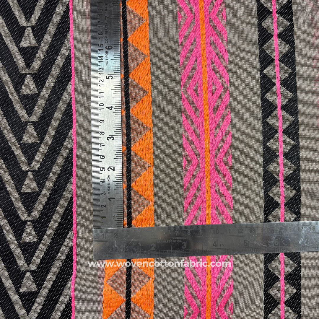 Cobalt Mirage Black Cotton Jacquard Fabric, Per Meter