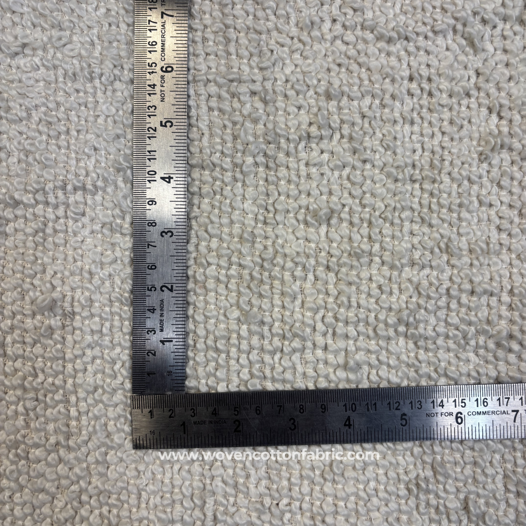 Natural White Heavy Bouclé Textured Cotton Handloom Fabric, Per Meter