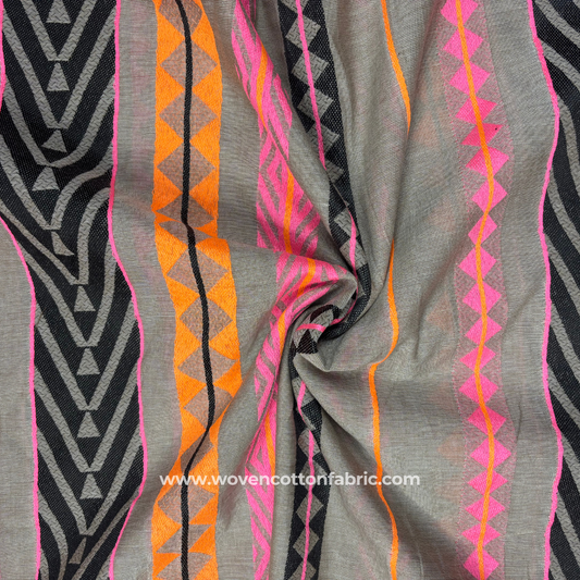 Cobalt Mirage Black Cotton Jacquard Fabric, Per Meter