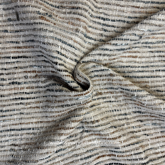 Earthy Multi-Color Slub Tweed Cotton Handloom Fabric, Per Meter