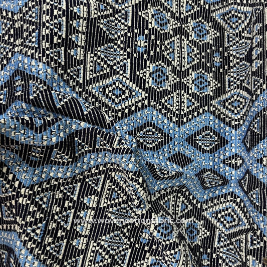 Runestone Blue Cotton Jacquard Fabric ,A4 Swatch