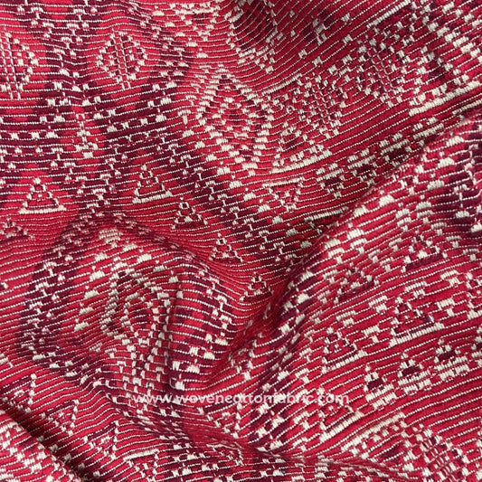 Runestone Red Cotton Jacquard Fabric, A4 Swatch