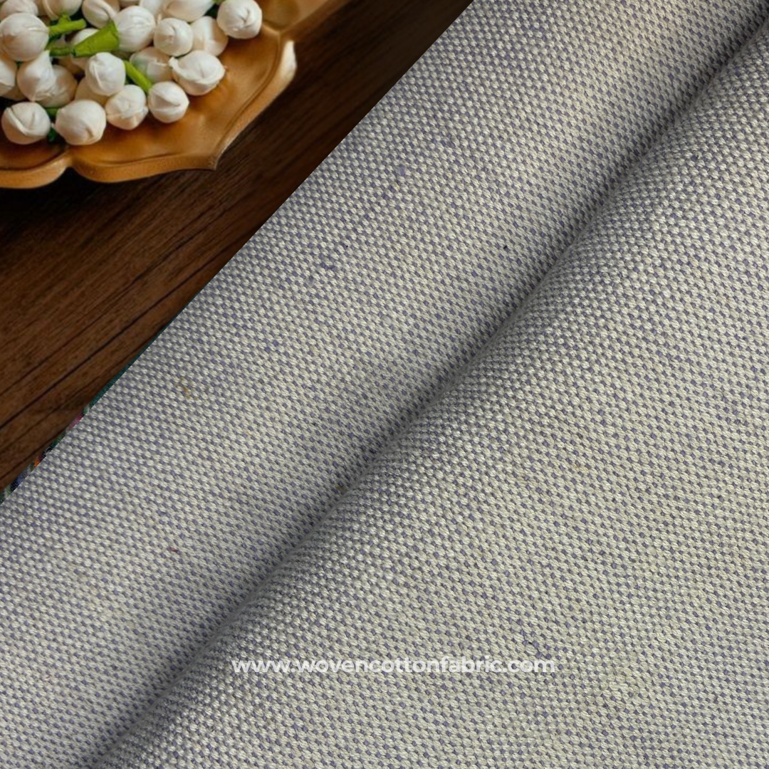 White Micro-Chambray Textured Cotton Handloom Fabric, Per Meter