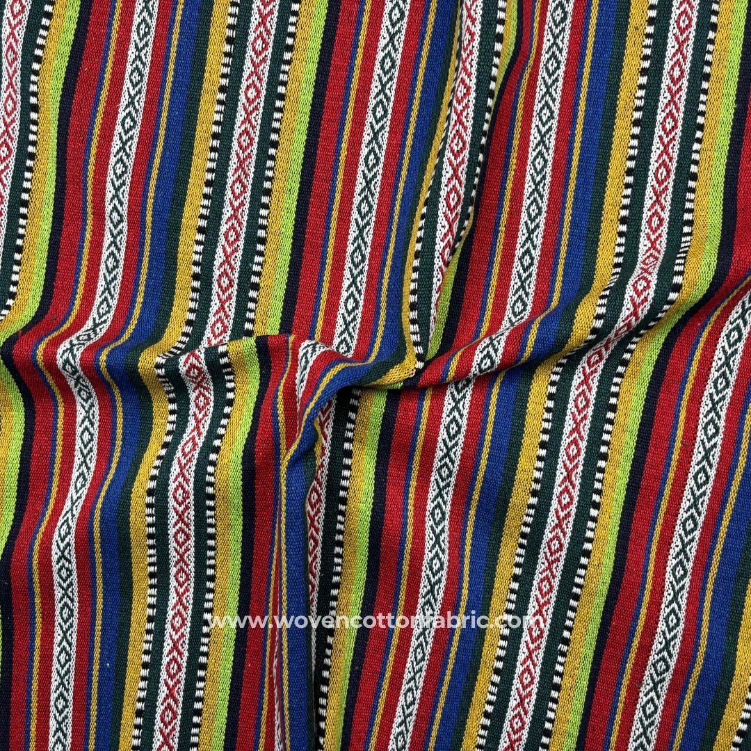 Savanna Stripes Yellow Cotton Jacquard Fabric, Per Meter