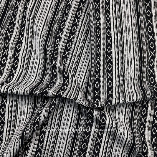 Savanna Stripes Black Cotton Jacquard Fabric, Per Meter