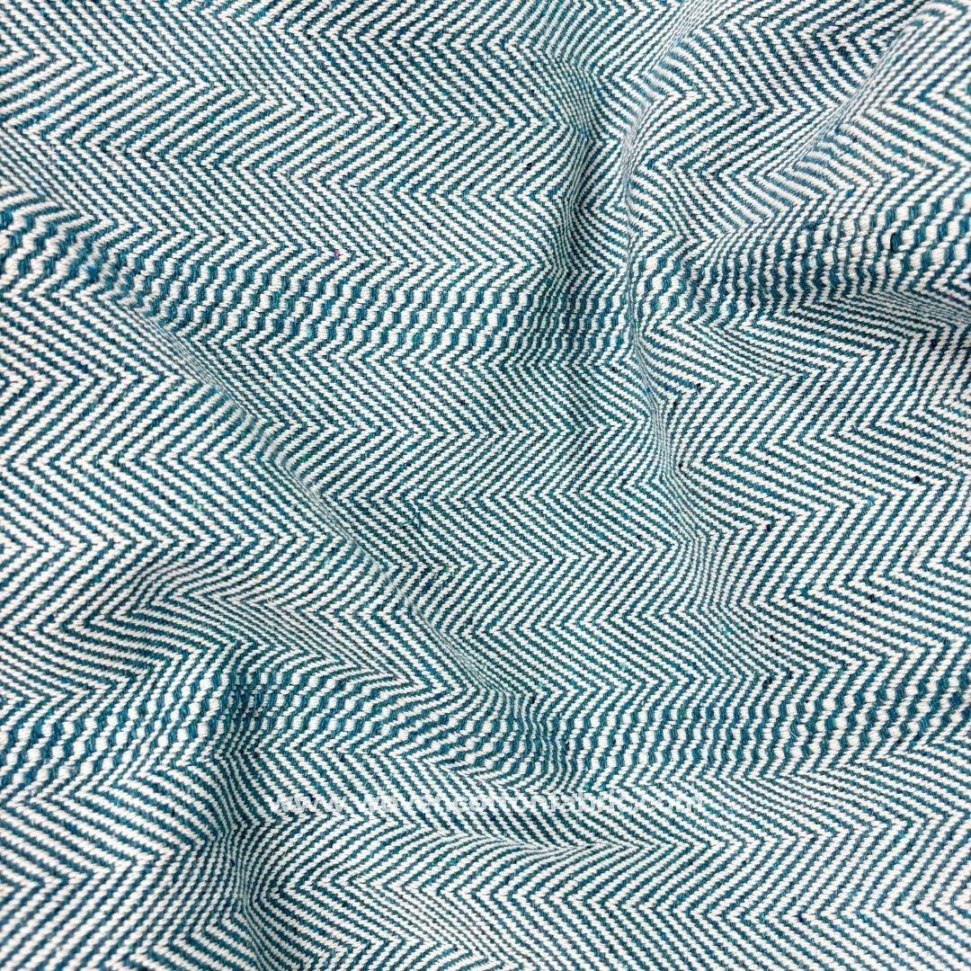 Velo Flow Blue Cotton Jacquard Fabric, Per Meter