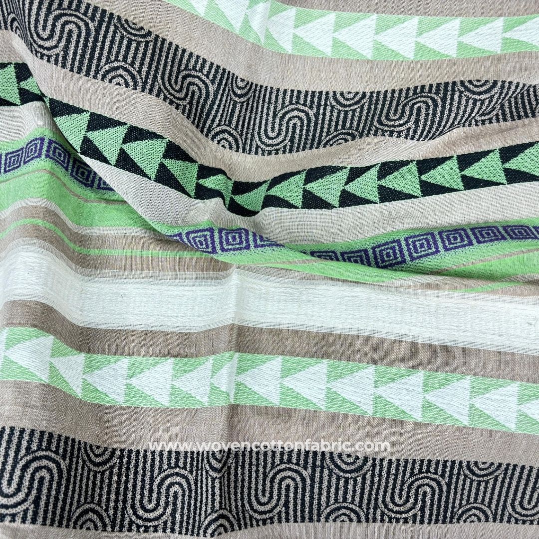 Stella Shard Green Cotton Jacquard Fabric, A4 Swatch