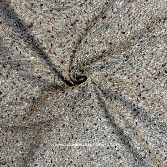 Muted Sage Green Flecked Tweed Cotton Handloom Fabric, Per Meter