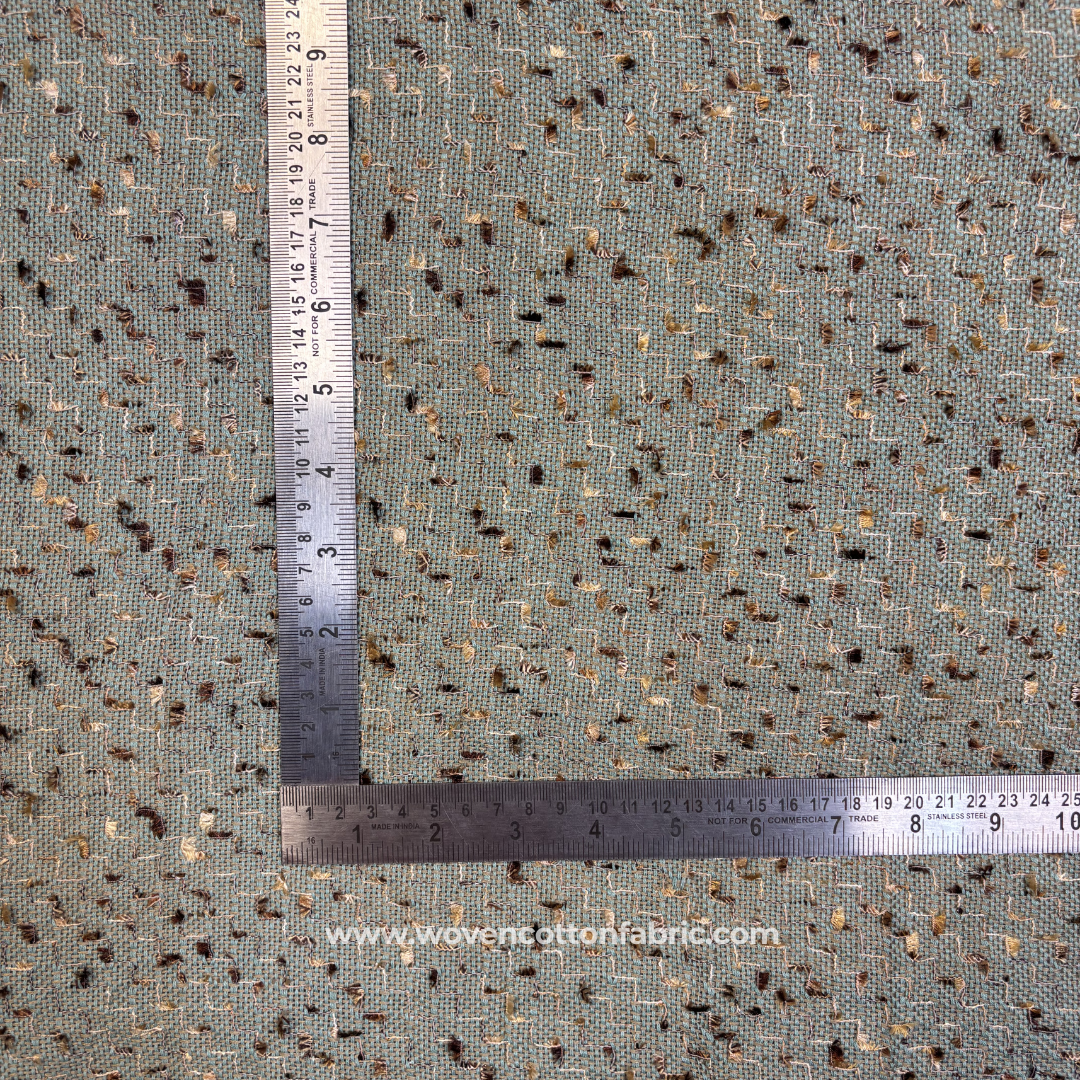 Muted Sage Green Flecked Tweed Cotton Handloom Fabric, Per Meter