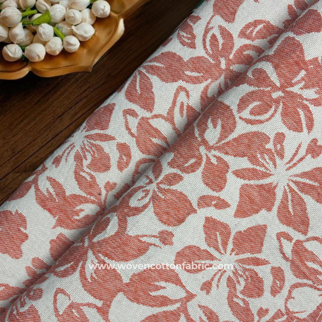 Flowers n Petals Cotton Jacquard Fabric, Per Meter