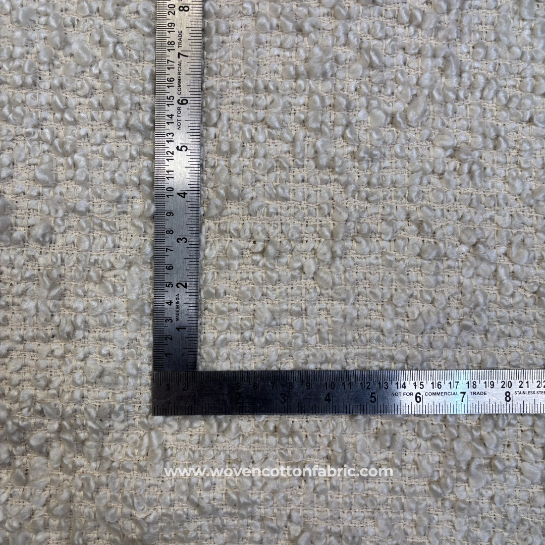 Natural Off-White Textured Bouclé Fleece Cotton Handloom Fabric, Per Meter
