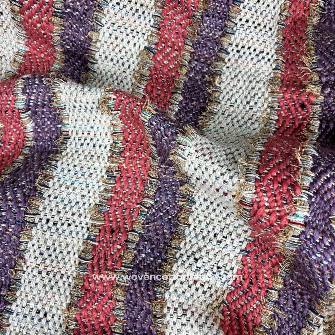 Fringe Horizon Purple Cotton Jacquard Fabric ,A4 Swatch