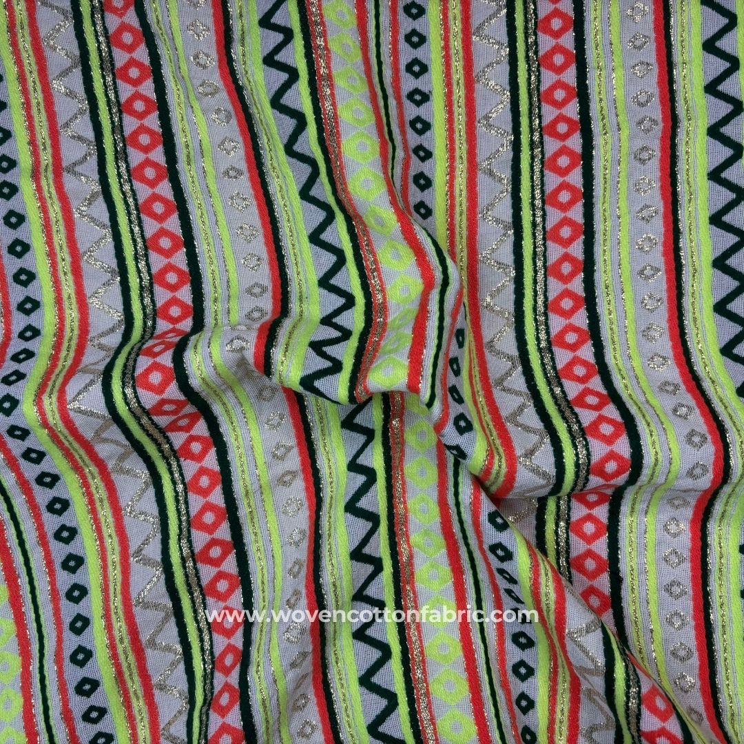 Golden Flair Weave Pattern Neon Jacquard Fabric,  Per Meter