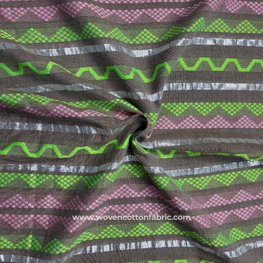 Zest Zig Cotton Jacquard Fabric, Per Meter