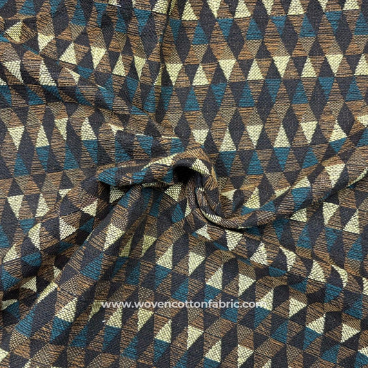 Tessera Patterns Brown Cotton Jacquard Fabric,Per Meter