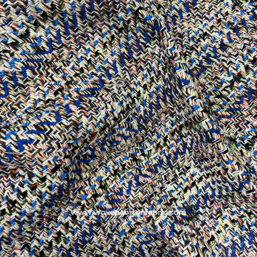 Electric Maze Blue Cotton Jacquard Fabric ,A4 Swatch