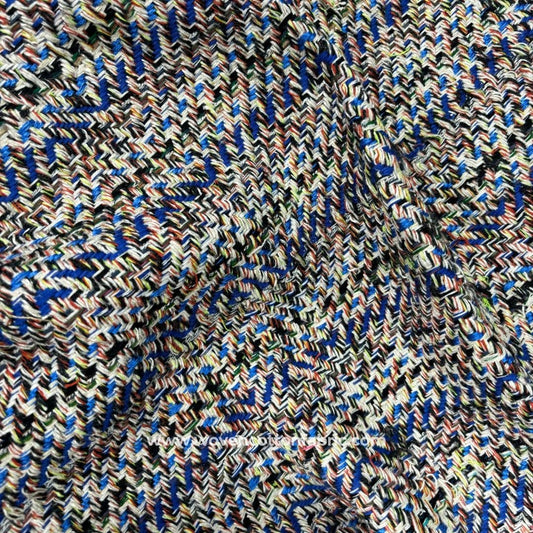 Electric Maze Blue Cotton Jacquard Fabric ,A4 Swatch