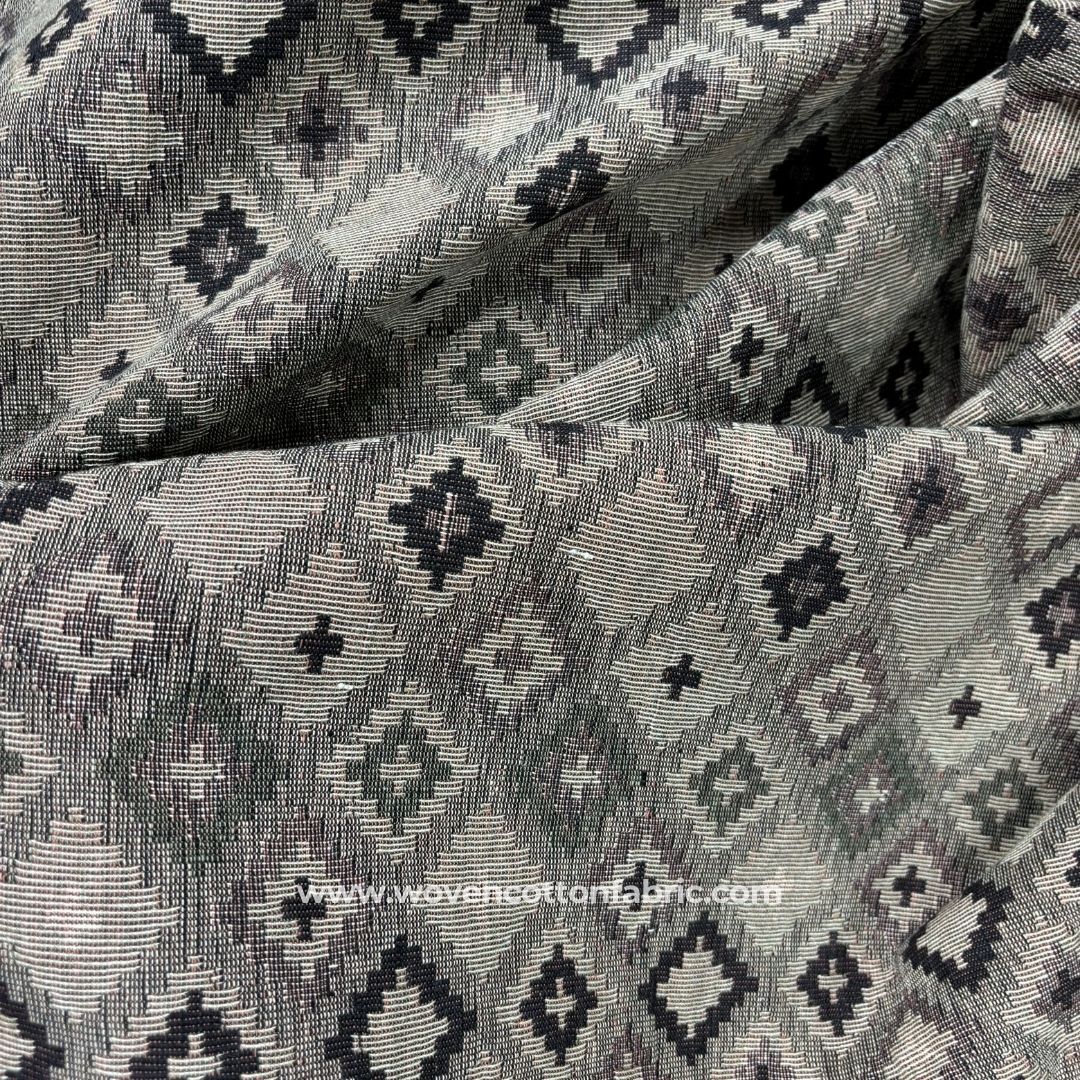 Azrika Grey Cotton Jacquard Fabric ,A4 Swatch
