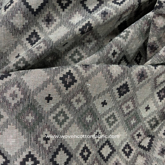 Azrika Grey Cotton Jacquard Fabric ,A4 Swatch